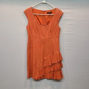 Nanette Lepore Dress Soft Leather Gili Island Mini Drape Ruffle Womens 4